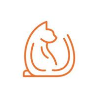 Cat sitting line modern creative logo vector