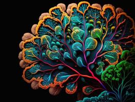 vistoso cerebro hecho por hojas antecedentes creado con generativo ai tecnología foto