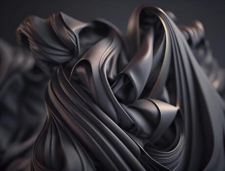 Lines and folds of fabric in dark metallic tones created with technology photo