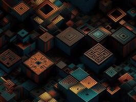 Dark abstract geometric grid pattern Seamless background created with technology photo