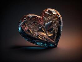 Realistic translucent heart shaped crystal zircon, natural gemstone technology photo