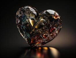 Realistic translucent heart shaped crystal zircon, natural gemstone technology photo