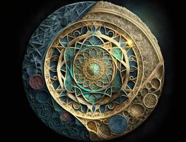 Fractal mandala Sacred geometry background created with technology photo