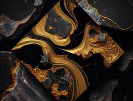 Marble stone texture background material with elements of semi-precious stones and gold created with technology photo