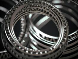 Concentric steel rings shapes Abstract geometric background created with technology photo