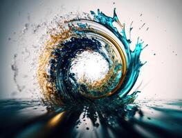 Radial spiral water splash background created with technology photo