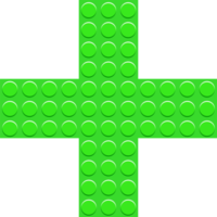 Green cross icon from constructor blocks. Pointer plastic puzzle. Plus sign png