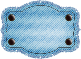 Blau Denim Patch mit Stich, Nieten und Randbereich. Licht Blau Denim. Jahrgang Patch png