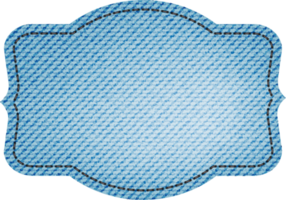 Blue denim patch with stitch, rivets and fringe. Light blue denim. Vintage patch png