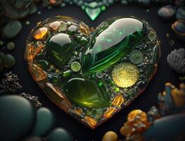 Green heart that represents environmental protection created with technology photo