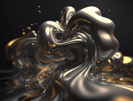 A metallic abstract wavy liquid background technology photo
