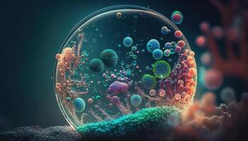 Bacteria and virus cells World under the microscope created with technology photo