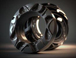 Concentric obsidian rings shapes Abstract geometric background created with technology photo