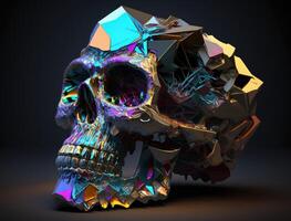 Bismuth skull created with technology photo