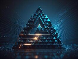 Futuristic triangles background Abstract geometric pattern created with technology photo