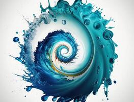 Radial spiral water splash background created with technology photo