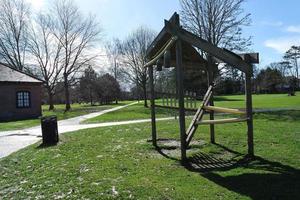 Low Angle View of Local Public Park. The Image Was Captured at Wardown Public Park of Luton Town of England UK During a Cold and Cloudy Evening of 25-March-2023 photo