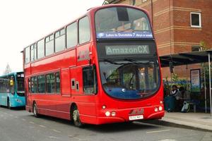 Low Angle View of Luton Central Bus Station at Main Railway Station of Downtown Luton City of England Great Britain. The Image Was Captured on 01-April-2023 on Cloudy and Cold Evening photo