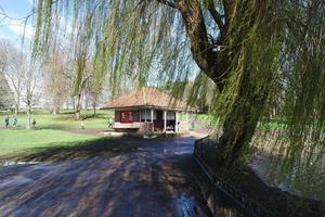 Low Angle View of Local Public Park. The Image Was Captured at Wardown Public Park of Luton Town of England UK During a Cold and Cloudy Evening of 25-March-2023 photo