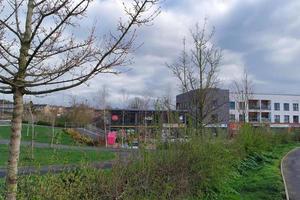 Low Angle View of Local Public Park. The Image Was Captured at Wardown Public Park of Luton Town of England UK During a Cold and Cloudy Evening of 24-March-2023 photo