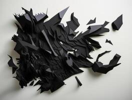 Abstract dark black various paper shapes background created with technology photo