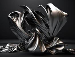 Lines and folds of fabric in dark metallic tones created with technology photo