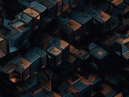 Dark abstract geometric grid pattern Seamless background created with technology photo