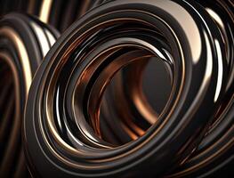 Concentric obsidian rings shapes Abstract geometric background created with technology photo