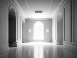 Empty white room interior created with technology photo