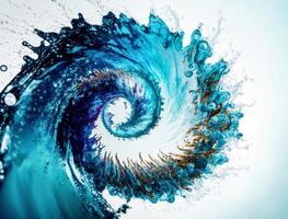 Radial spiral water splash background created with technology photo