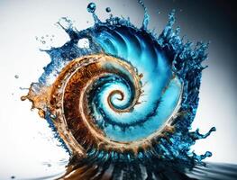 Radial spiral water splash background created with technology photo