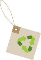 Eco friendly tag on craft paper with rope. Bio recycled sign png