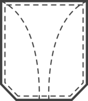 denim zak- lapje. schets element voor uniform of gewoontjes stijl kleren, jurken en overhemden. lijn illustratie png