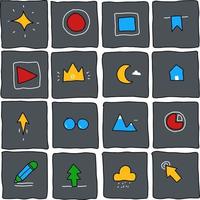 pattern icon hand drawn full color dark vector