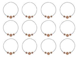 Hand drawn circle frame decoration element with flowers clip art vector