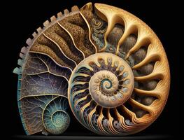 Ammonite fossil background created with technology photo