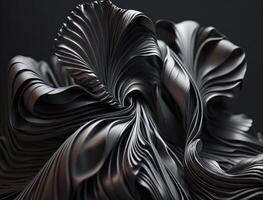 Lines and folds of fabric in dark metallic tones created with technology photo