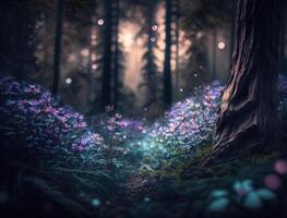 Fantasy forest landscape created with technology photo