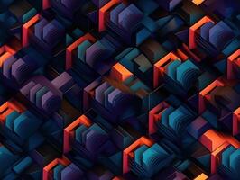 Dark abstract geometric grid pattern Seamless background created with technology photo
