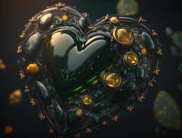 Green heart that represents environmental protection created with technology photo