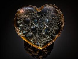 Realistic translucent heart shaped crystal zircon, natural gemstone technology photo