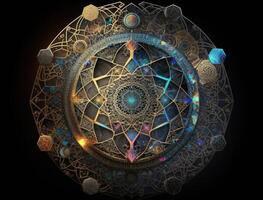 Fractal mandala Sacred geometry background created with technology photo