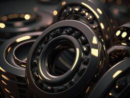Concentric obsidian rings shapes Abstract geometric background created with technology photo