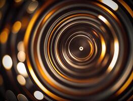 Concentric golden rings shapes Abstract geometric background created with technology photo