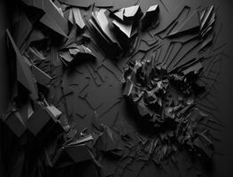 Abstract dark black various paper shapes background created with technology photo