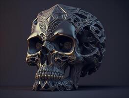 Bismuth skull created with technology photo