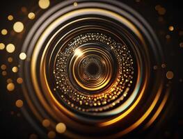 Concentric golden rings shapes Abstract geometric background created with technology photo
