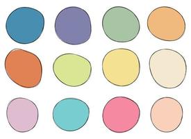 Hand drawn colored round blob vector illustration set