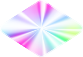 Holographic sticker. Rainbow label gradient stamp. Metal texture badge. Iridescent rainbow foil in rhombus shape. Neon emblem png