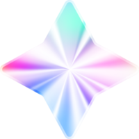 holográfico adesivo. arco Iris rótulo gradiente carimbo. metal textura distintivo. iridescente arco Iris frustrar dentro Estrela forma. néon emblema png